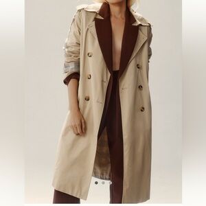 Anthropologie DOLAN Mixed Plaid Trench Coat - Small